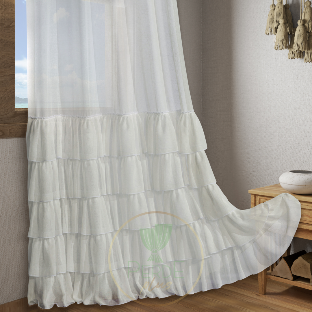 5 Fırfırlı Tasarım Keten Tül Perde